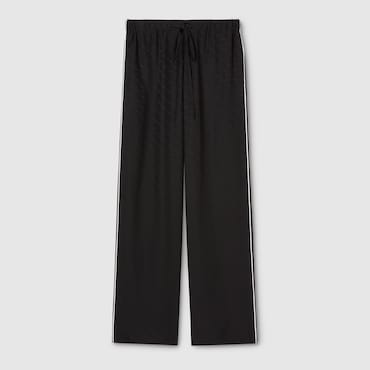 GUCCI Horsebit Silk Jacquard Trousers, Size 44 IT