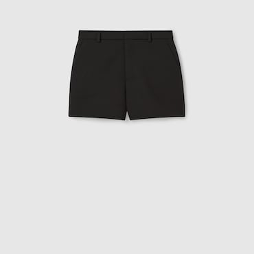 GUCCI Wool Sablé Shorts With Embroidery, Size 38 IT