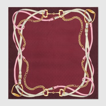 GUCCI Printed GG Silk Jacquard Carré