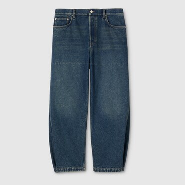 GUCCI Cotton Denim Trousers With Web, Size 32