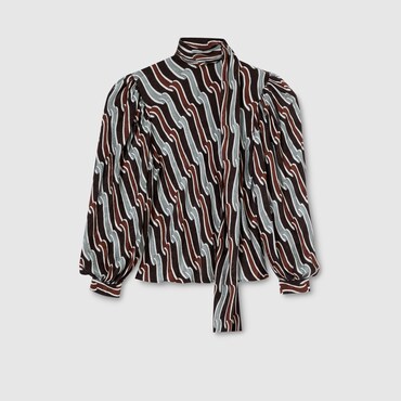 GUCCI Printed Silk Twill Shirt, Size 46 IT