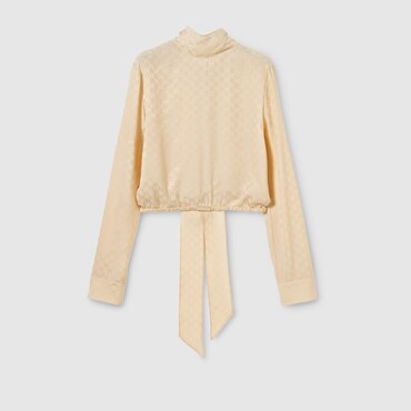 GUCCI GG Silk Jacquard Blouse, Size 40 IT