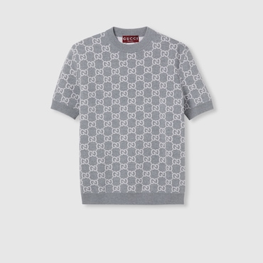 GUCCI Reversible GG Fine Wool Jacquard Top, Size XS