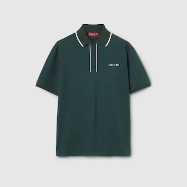 GUCCI Cotton Piquet Polo Shirt With Embroidery, Size L