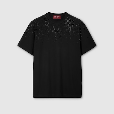 GUCCI Cotton Jersey T-shirt With Crystals