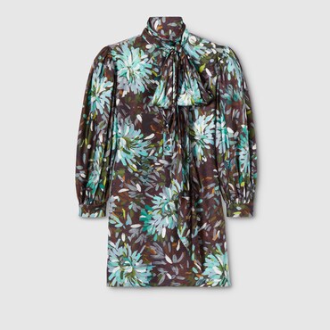 GUCCI Abito In Twill Di Seta Stampato, Taglia 44 IT