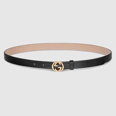 GUCCI Cinturón Fino con Hebilla de GG Entrelazada, Talla 100