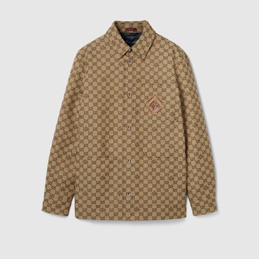 GUCCI GG Horse Cotton Canvas Jacquard Jacket, Size 50
