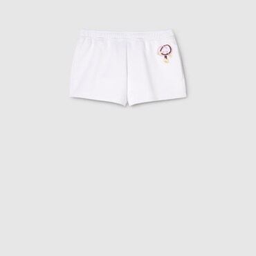 GUCCI Cotton Jersey Shorts With Embroidery, Size L