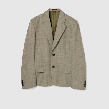 GUCCI Prince Of Wales Wool Jacket, Size 42 IT