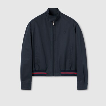 GUCCI Cotton Twill Zip Jacket With Web, Size 46