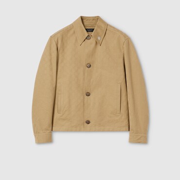 GUCCI GG Cotton Gabardine Jacket, Size 52