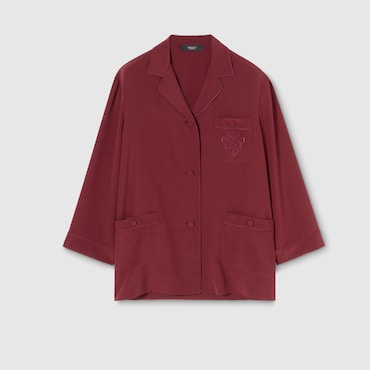 GUCCI Silk Crêpe De Chine Shirt With Embroidery, Size 36 IT