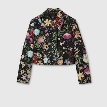 GUCCI Flora Silk Brocade Jacket, Size 40 IT