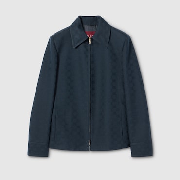 GUCCI GG Cotton Gabardine Zip Jacket, Size 44 IT