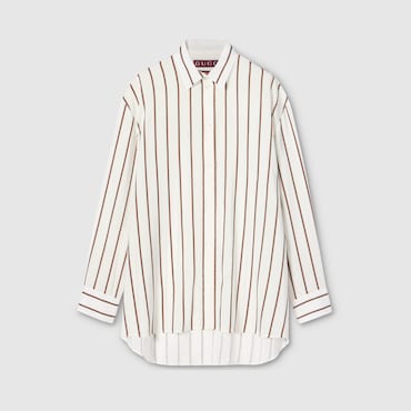 GUCCI Camisa de Jacquard de Seda con Tribanda Web, Talla 40 IT