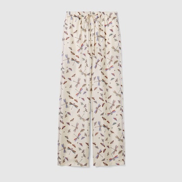 GUCCI Printed Silk Twill Trousers, Size 44 IT