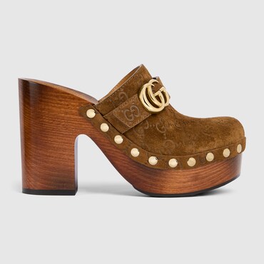 GUCCI Zueco con Plataforma con Doble G Para Mujer, Talla 38 IT