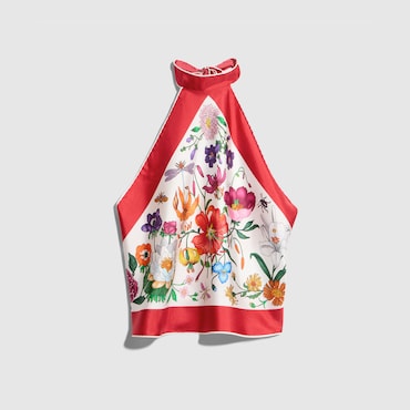 GUCCI Printed Silk Top, Size S
