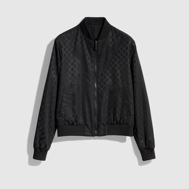 GUCCI Reversible Light Silk Faille Zip Jacket, Size 58