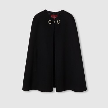 GUCCI Wool And Silk Horsebit Cape, Size 36 IT