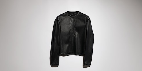 パーフォレイテッド ストレッチレザー ジップジャケット