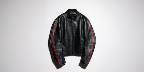 Chaqueta de cuero estilo biker con detalle de tribanda Web