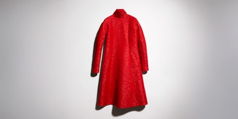 Kleid aus Wollbrokat mit Blumenmuster