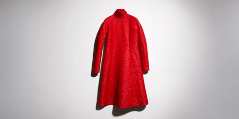 Robe en brocart de laine à imprimé fleuri