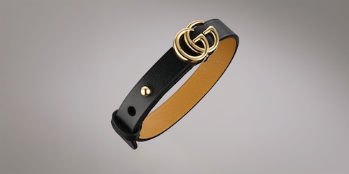 Leather bracelet with Double G