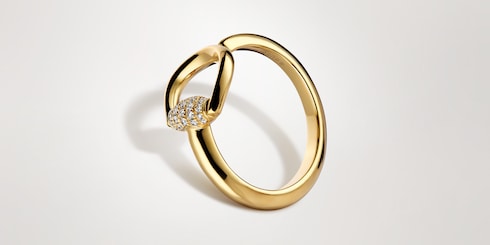 Anello aperto Gucci Horsebit con diamanti in oro 18 carati