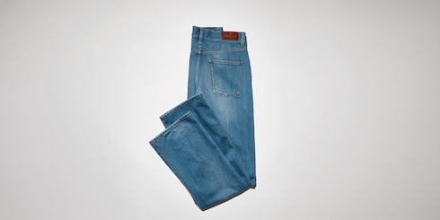 Pantalon en denim de coton délavé et blanchi