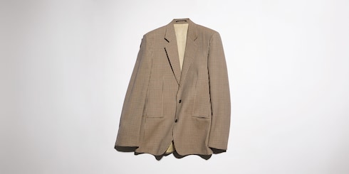 Gingham wool single-breasted jacket