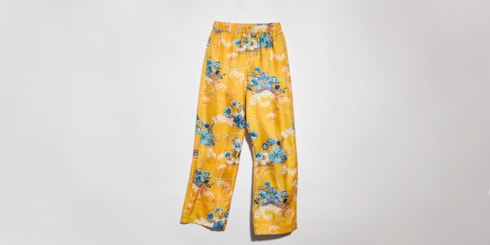 Freizeithose aus Seidentwill mit Print