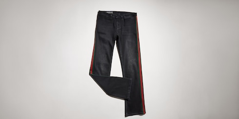 Pantalón de algodón denim con tribanda Web