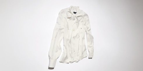 قميص من الحرير بنقشة خطوط 'Gucci' مع فيونكة