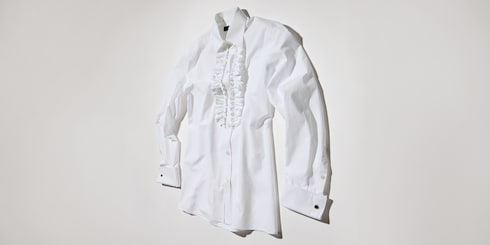 Chemise en popeline de coton avec volants