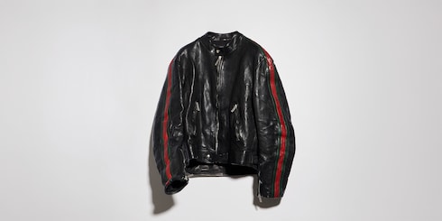 Bomber in pelle di vitello con nastro Web