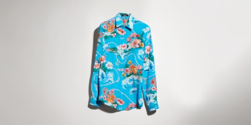 Printed fluid fabric shirt