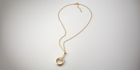 Gucci Horsebit diamond 18k pendant necklace