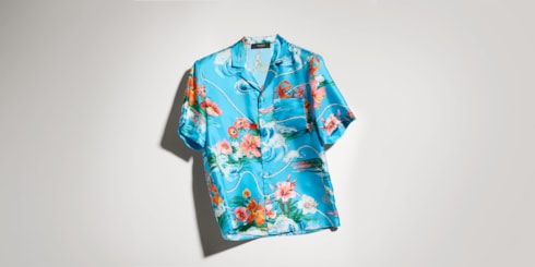 Chemise de bowling en twill de soie à imprimé