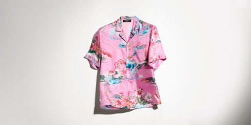 Chemise de bowling en twill de soie à imprimé