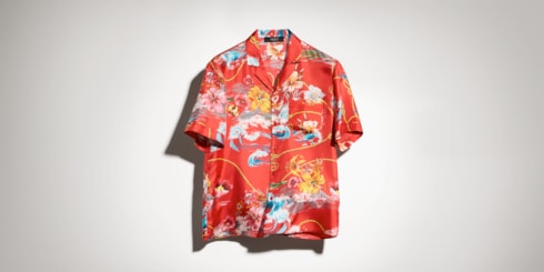 Chemise de bowling en twill de soie à imprimé