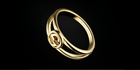 Anillo Gucci Interlocking de 2 bandas de 18 quilates