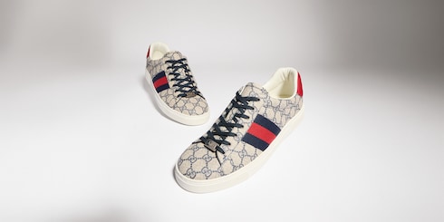 Tenis Gucci Ace con tribanda Web para hombre