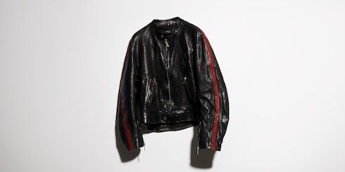 Bikerjacke aus Büffelleder mit Web