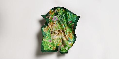 "Giardino di Seta" 印花桑蚕丝方巾