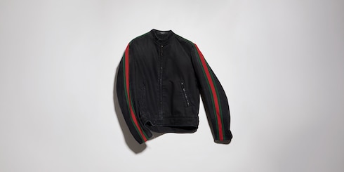 Cotton denim biker jacket with Web