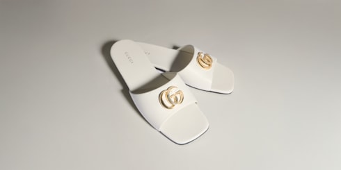 여성 더블 G 슬라이드 샌들