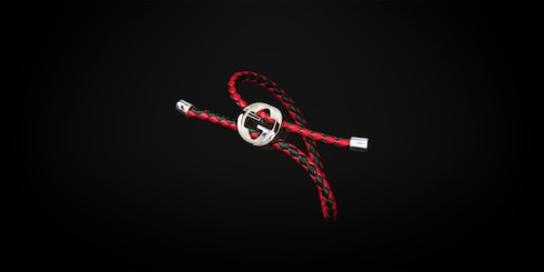Pulsera de cuero trenzado con tribanda Web